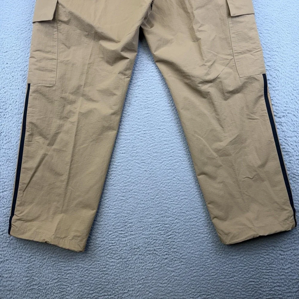 Adidas 3S Cargo Pants‎ Mens Medium Beige Originals Nylon Track Stripe Pockets